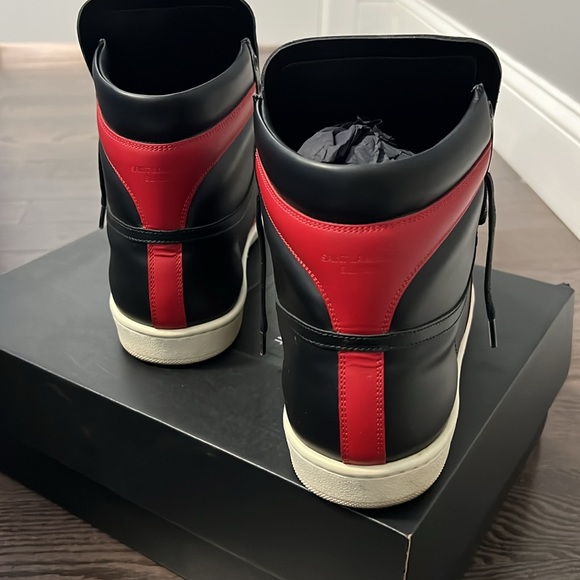 SAINT LAURENT PARIS Alpha Sigma Red High Top Sneakers - Picture 5 of 13